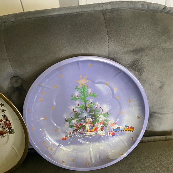 Vintage Christmas Santa Litho Tin Metal Serving Plate Tray. West Germany HP - Picture 5 of 6